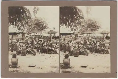 Original-3D/Stereophotographie Kleiner Markt in Gianyar, Bali, 1913