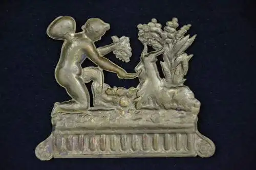 Zierornament, Beschlag für Möbel, Messing, etwa 1800, Faun