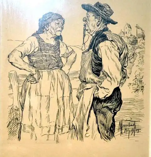 Tuschfederzeichnung,Paul Krombach,sign.,fliegende Blätter ,ca.1925