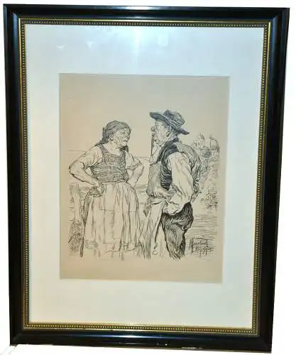 Tuschfederzeichnung,Paul Krombach,sign.,fliegende Blätter ,ca.1925