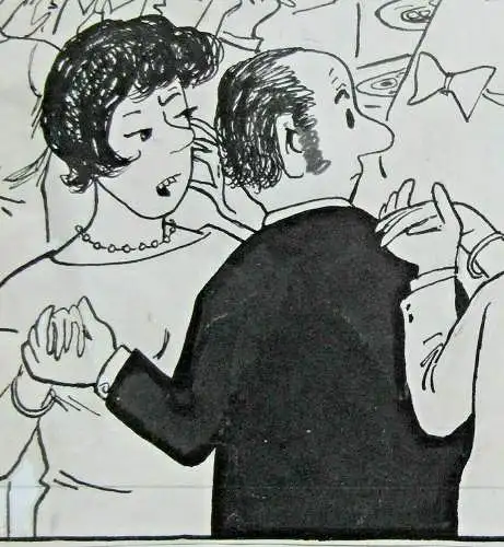 Original-Tuschezeichnung – Cartoon von Alexander Knuth, 1950er Jahre