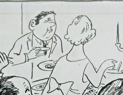 Original-Tuschezeichnung – Cartoon von Alexander Knuth, 1950er Jahre