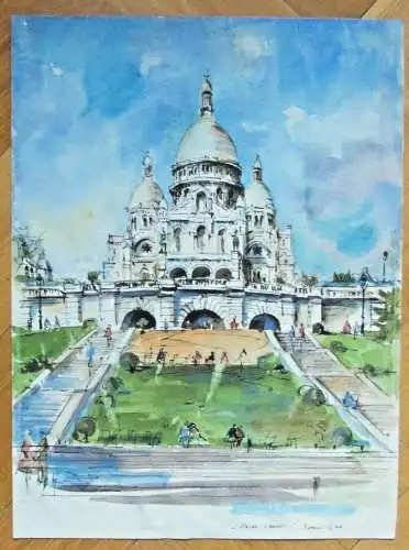 Original-Aquarell „Sacré-Cœur Ostern 1960“ von Karl Sally Bauer-Oltsch