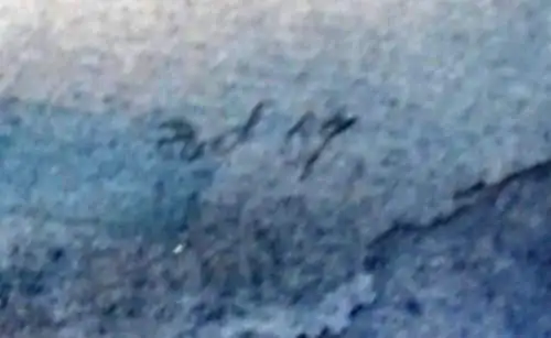Aquarell ,Papier, Landschaft mit Wald und Bergen im Hintergrund,o.R. Sign. u.dat