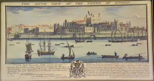 Lithografie,Südansicht des Towers von London, wohl Druck des 20.Jhdt.,gerahmt