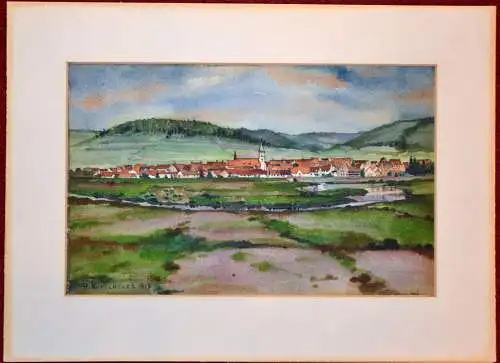 Aquarell, Geislingen an der Donau, Baden,sign. H.Kutscherra, 1917, Passepartout