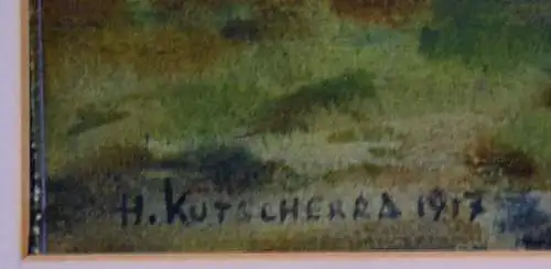 Aquarell, Geislingen an der Donau, Baden,sign. H.Kutscherra, 1917, Passepartout