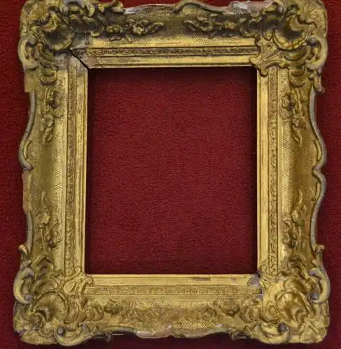 Bilderrahmen, 1850, vergoldet Stuck + Holz, besch. , für Restaurator, 42x37 cm