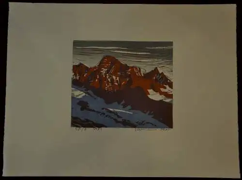 Farblithografie, Hermann Ober, (1920-1997), 1981, Nr. 40/6, Gebirge