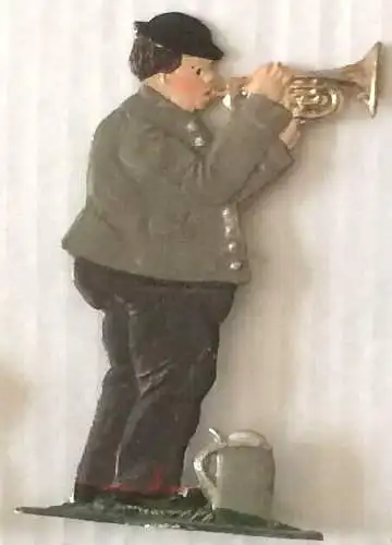 Sieben bemalte Zinnfiguren: Drei Musikanten und vier tanzende Paare