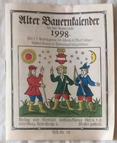 14 kleine Heftchen „Alter Bauernkalender“ 1983-1987, 1989-1991, 1994-1998