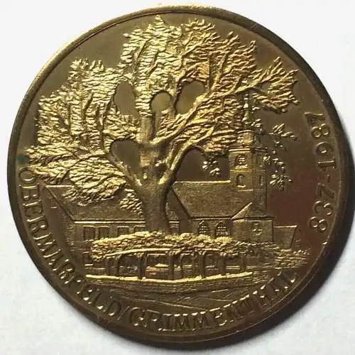 Medaille „1150 Jahre Obermaßfeld-Grimmenthal“ aus Kupfer, 1987