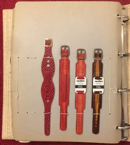 Mustermappe der Firma Golf UHRENARMBÄNDER mit 66 Armbändern, 1950er Jahre