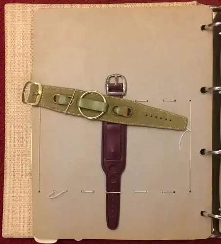 Mustermappe der Firma Golf UHRENARMBÄNDER mit 66 Armbändern, 1950er Jahre