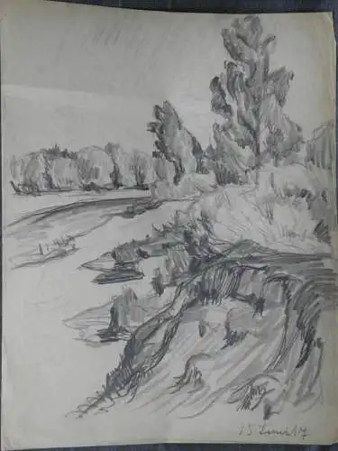 Bleistiftzeichnung,um1900,Auguste Reissmüller 1869-1958,München, Landschaft