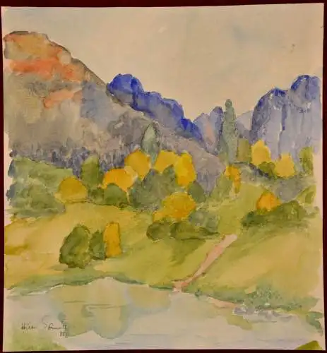 Aquarell, Voralpenlandschaft, sign., dat. H. Schmitt, 88