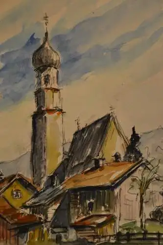 Aquarell Ulrich, Kirche in Oberbayern,1959