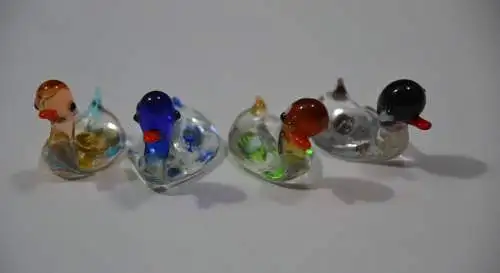 4 Enten aus Glas, mundgeblasen