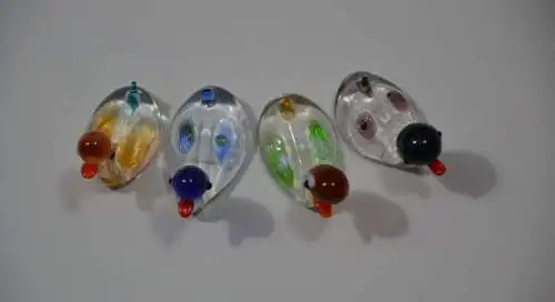 4 Enten aus Glas, mundgeblasen
