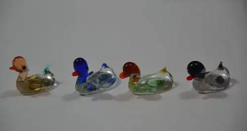  4 Enten aus Glas, mundgeblasen
