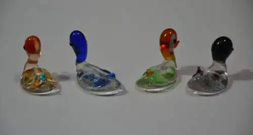  4 Enten aus Glas, mundgeblasen