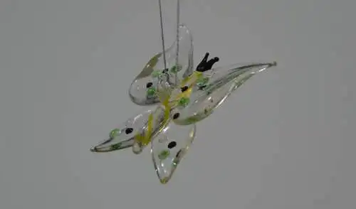 Christbaumschmuck, 4 Schmetterlinge aus Glas, mundgeblasen,20.Jhdt.