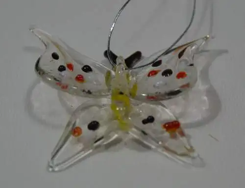 Christbaumschmuck, 4 Schmetterlinge aus Glas, mundgeblasen,20.Jhdt.