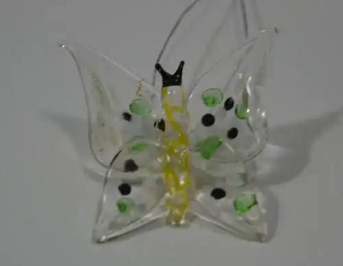 Christbaumschmuck, 4 Schmetterlinge aus Glas, mundgeblasen,20.Jhdt.