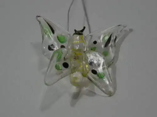 Christbaumschmuck, 4 Schmetterlinge aus Glas, mundgeblasen,20.Jhdt.