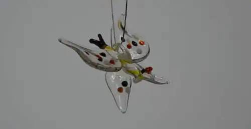 Christbaumschmuck, 4 Schmetterlinge aus Glas, mundgeblasen,20.Jhdt.