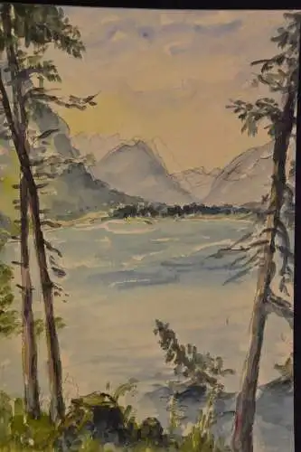 Aquarell Ulrich, Gebirgssee, 1959