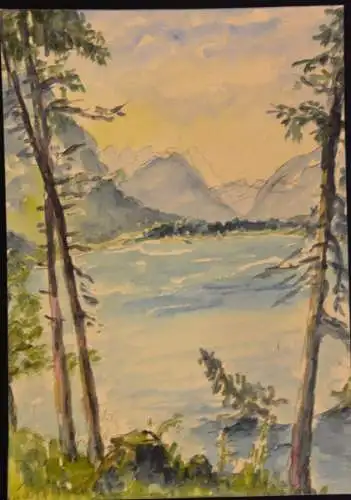 Aquarell Ulrich, Gebirgssee, 1959