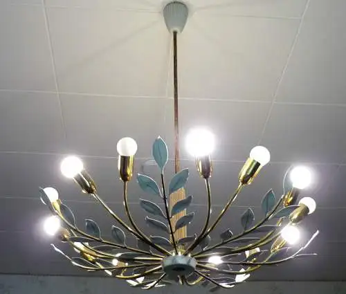 Deckenlampe, floral, Vereinigte Werkstätten München, 14 flammig, 1957