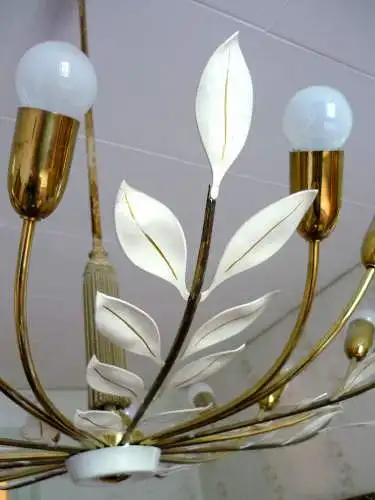 Deckenlampe, floral, Vereinigte Werkstätten München, 14 flammig, 1957