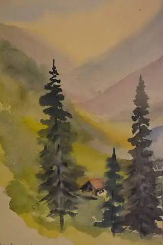 Aquarell,Ulrich,Aquarell,  Tannen im Gebirge,1961