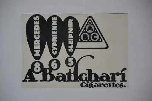 Werbeplakat, Druck,Batschari Cigarettes