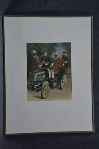 Holzschnitt, koloriert, französische Offiziere in Afrika, Ende 1900