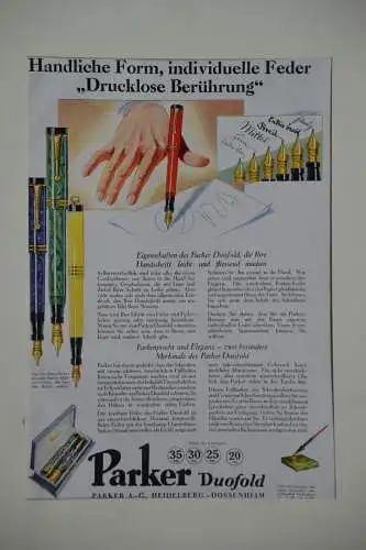 Druck, Werbung, Parker Duofold, Werbeplakat  ca. 1950