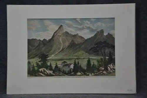 Holzschnitt, koloriert, Der Falkenstein, Bayern, nach Max Kuhn, etwa 1870