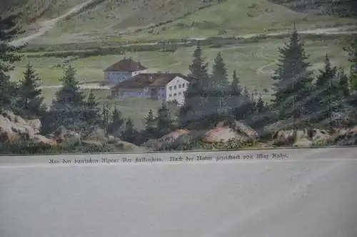 Holzschnitt, koloriert, Der Falkenstein, Bayern, nach Max Kuhn, etwa 1870
