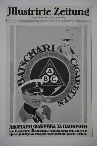 Werbeplakat, Druck auf Zeitungspap.,Batschari Zigaretten, 1916, russisch