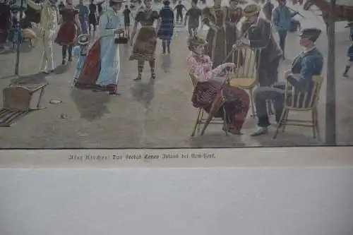 Stahlstich koloriert, Coney Island, nach Gemälde von Alex Kircher, etwa 1900