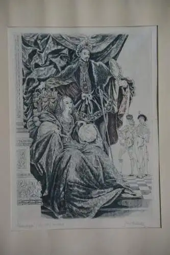 Radierung, Grandezza,  unleserlich signiert