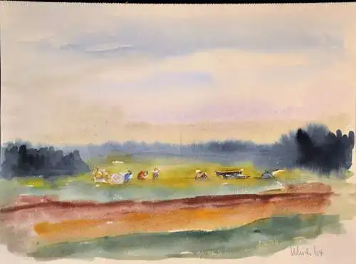 Aquarell,Ulrich,1964,Landschaft mit Personen, München