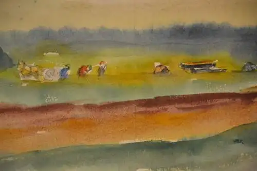 Aquarell,Ulrich,1964,Landschaft mit Personen, München