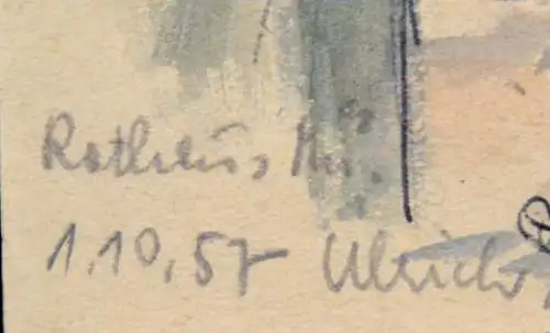 Aquarell,Ulrich,1957, München Sicht auf den Dom
