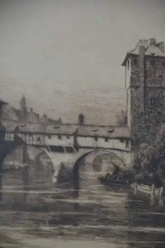 Radierung, Wasserturm zu Nürnberg, unleserlich signiert