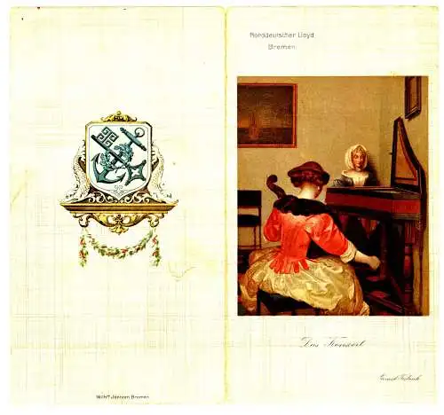 Dampfer Neckar,1911,Norddeutscher LLoyd Bremen,Speisekarte ,