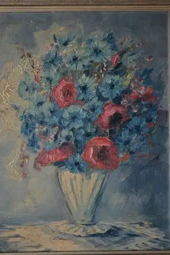 Ölbild auf Karton, Stilleben mit Blumen, dat. 1952, unbek. Maler