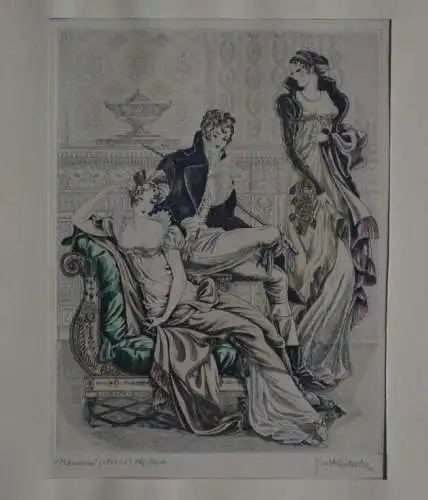 Radierung, Plauderei, unbek. Künstler, dat.1810